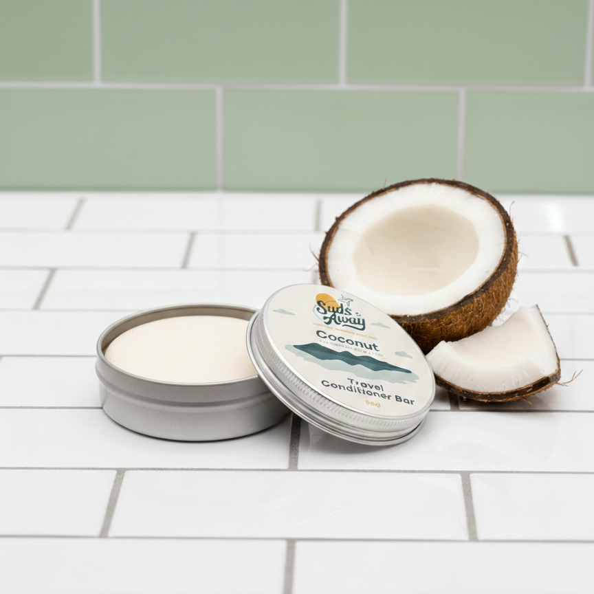 Formulated with rich coconut oil, this solid shampoo bar restores shine and hydration to dry or damaged hair. Ideal for travel, this zero-waste conditioner bar lasts longer than liquid conditioners and leaves hair smooth and manageable.