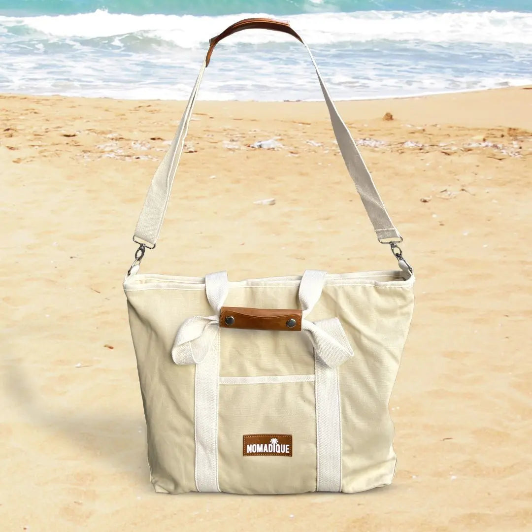 Large Cooler Tote Beach Bag Beige - CLEARANCE! Nomadique Co