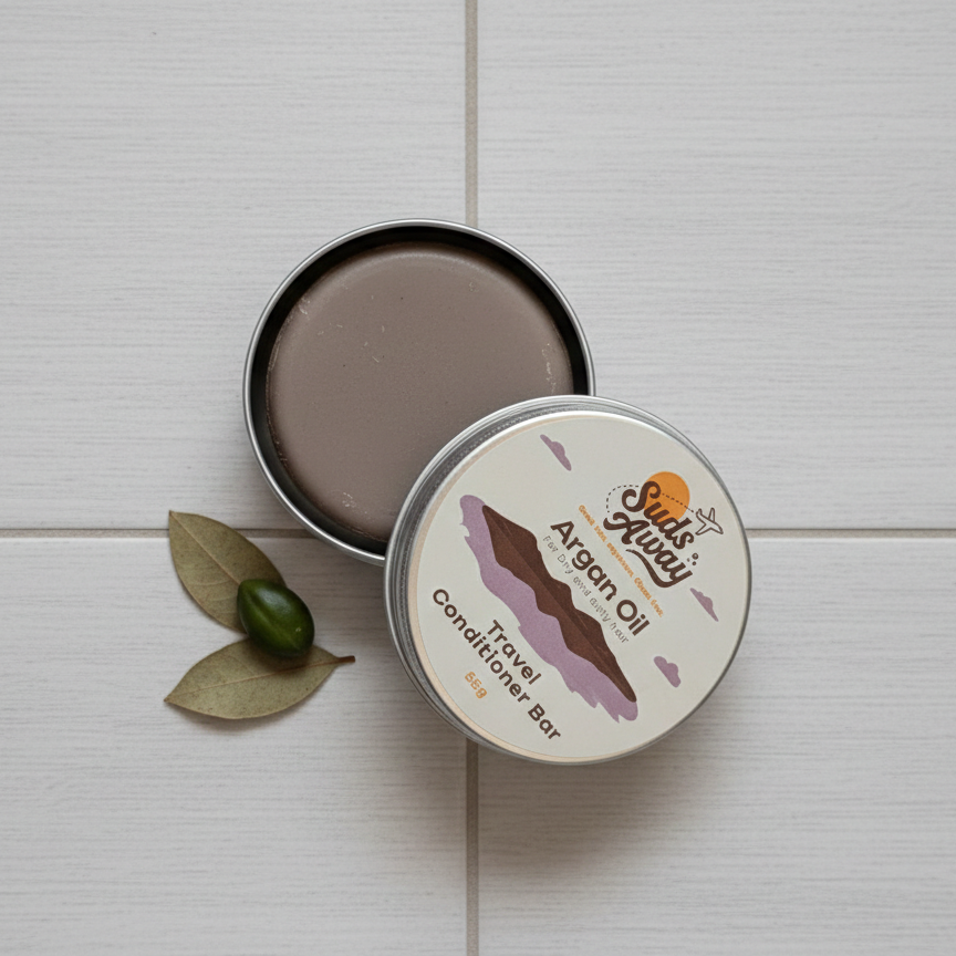 Formulated to restore moisture, this argan oil shampoo and conditioner bar helps repair dry, damaged, or frizzy hair. Its solid, travel-ready design makes it ideal for vacations, camping, and daily use.