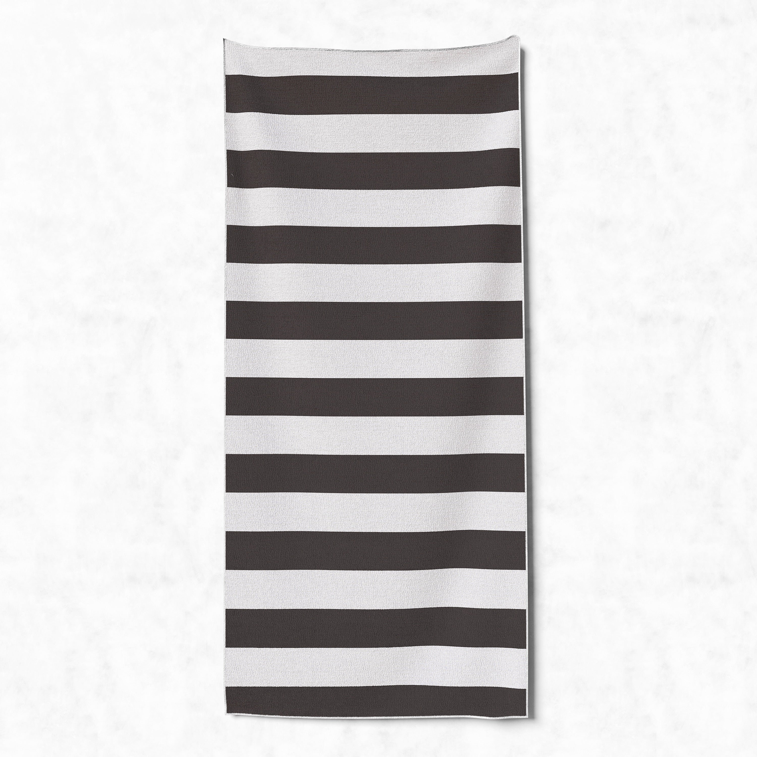 Capri Black and White Big Striped Beach Towel With Pocket