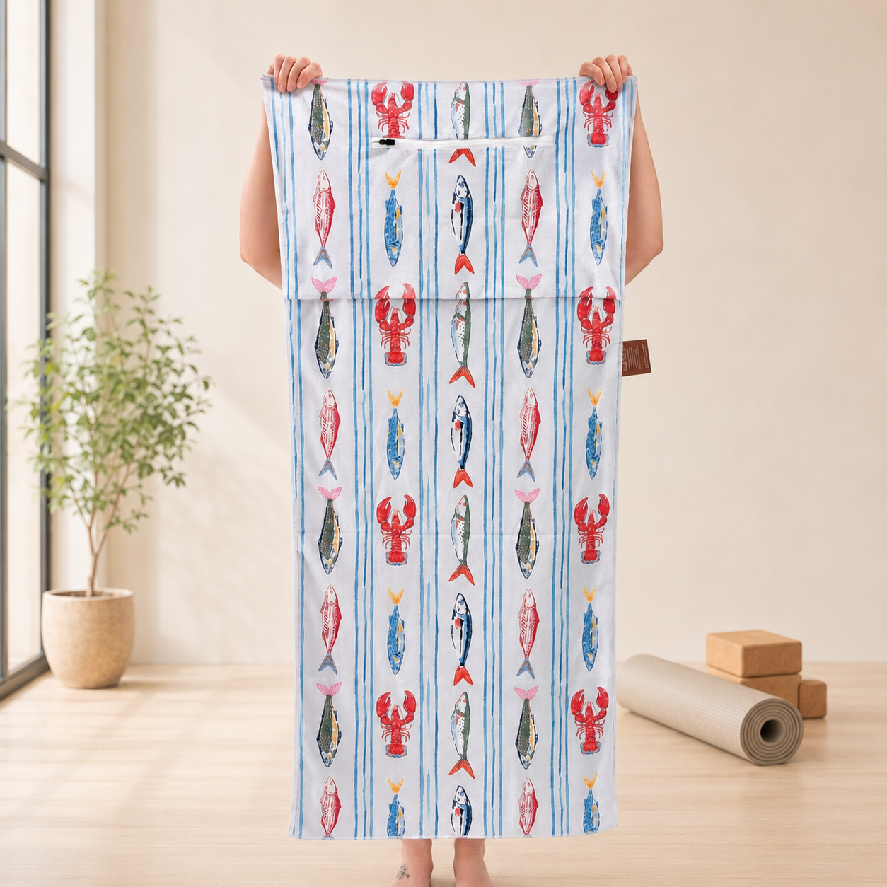 Gym Towel with Hood and Pocket - Sardines