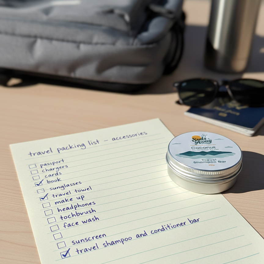 Coconut Oil Travel Shampoo Bar is a must have in the travel packing list.