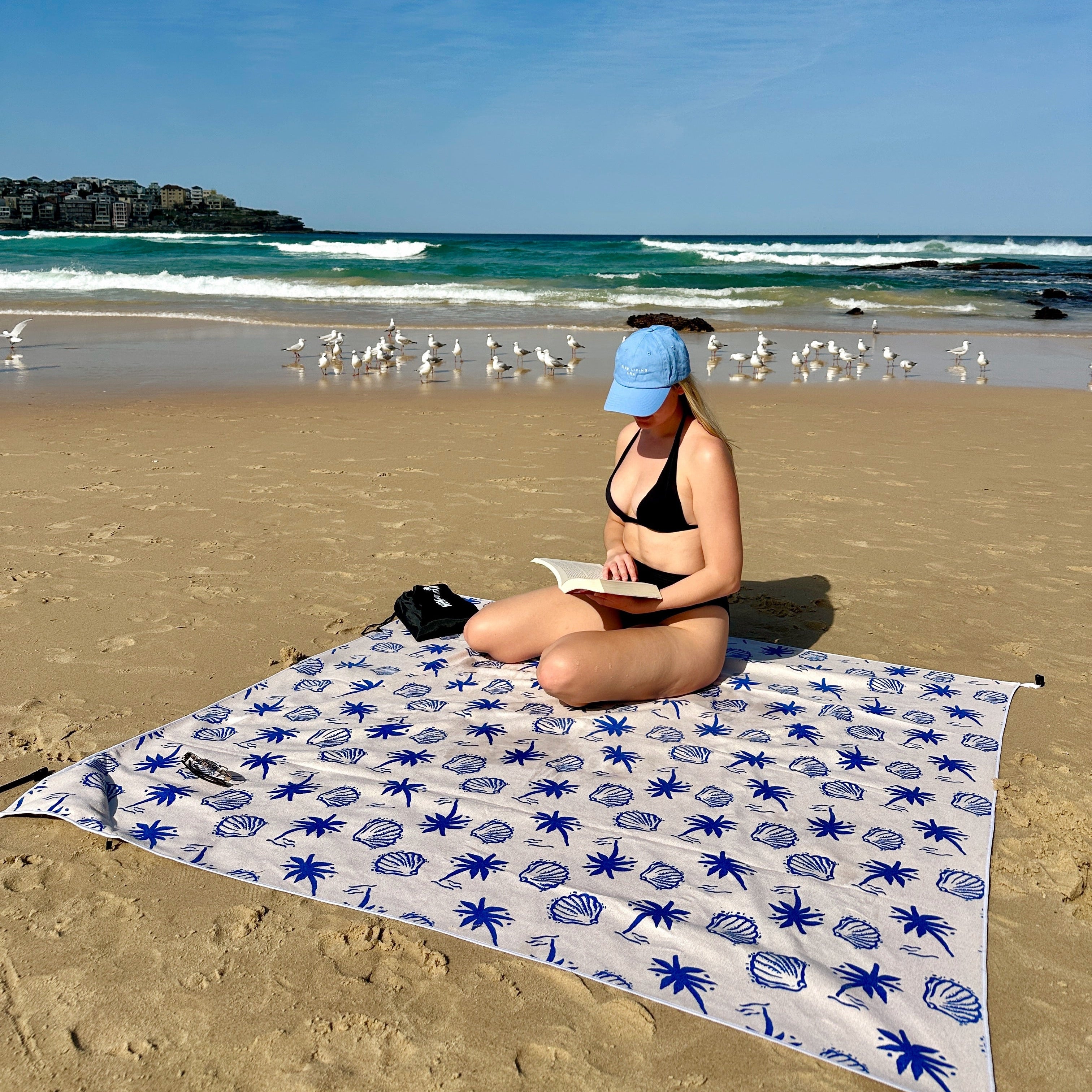 XL Santorini Sand Free Beach Towel with Pocket