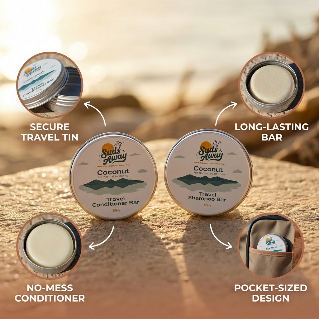 Ditch the bottle and switch to this coconut oil solid conditioner and shampoo bars. 