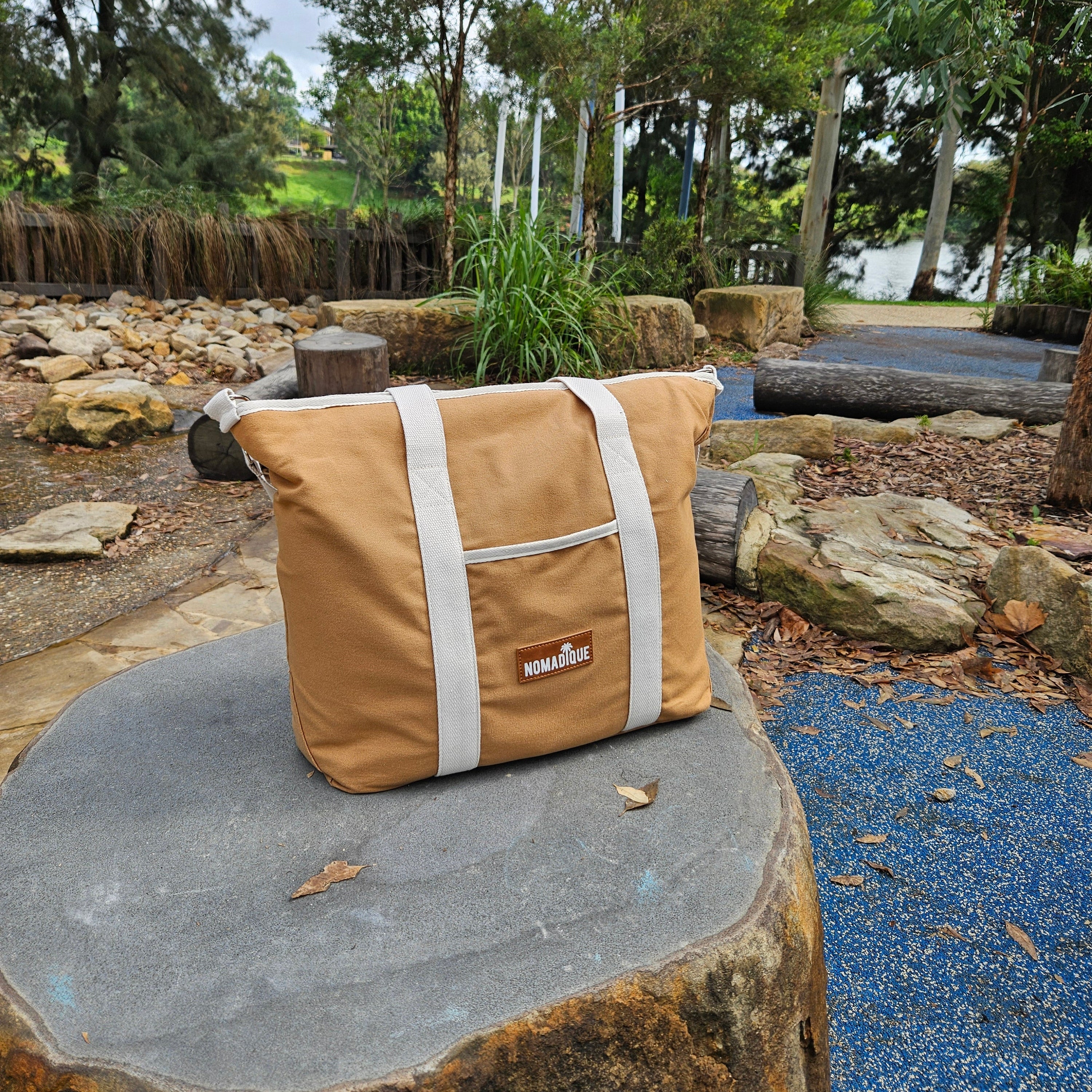 beach tote bag brown cooler bag australia zip pockets 