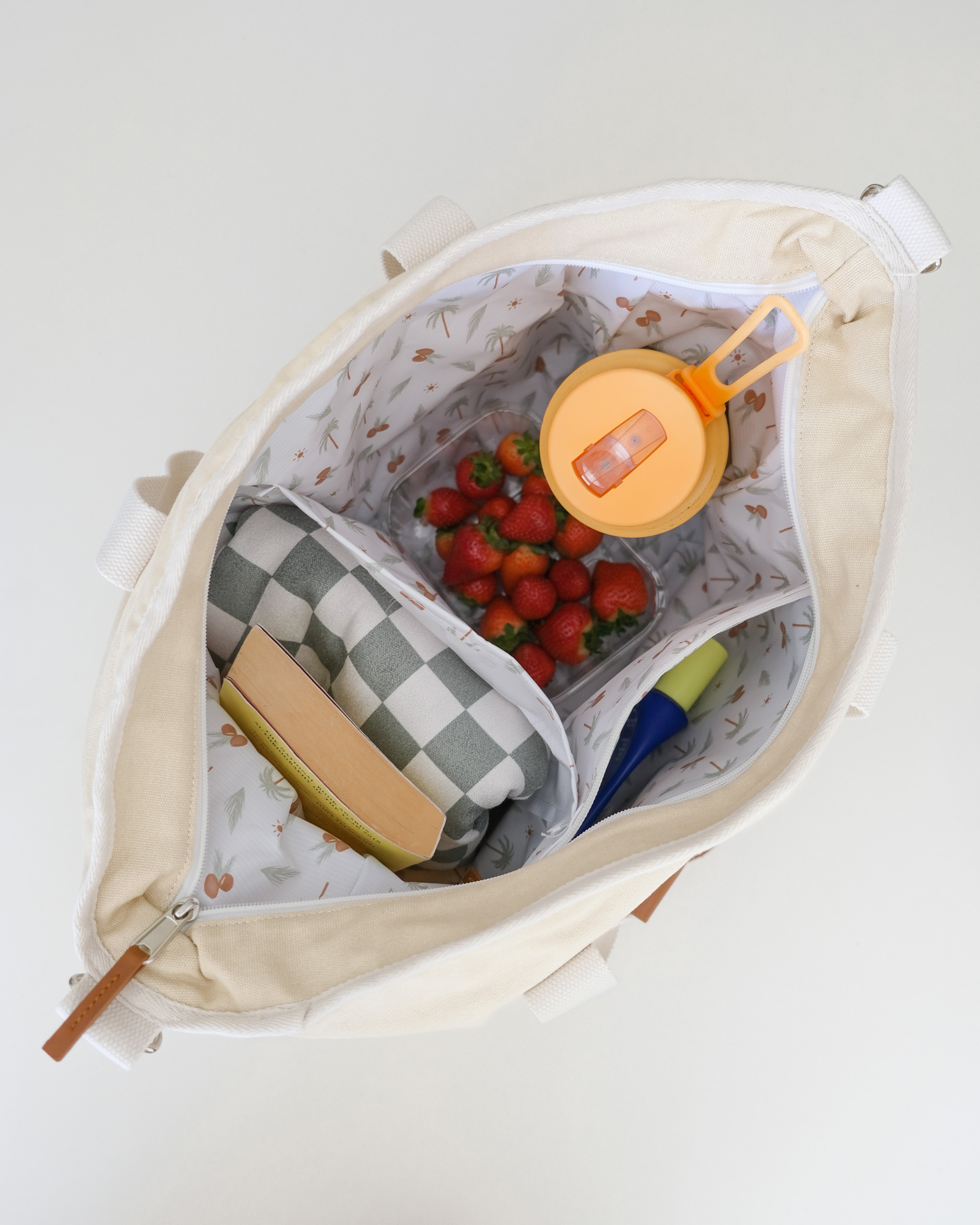 beach tote bag cream cooler bag australia zip pockets 