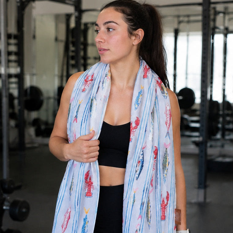 Gym Towel with Hood and Pocket - Sardines